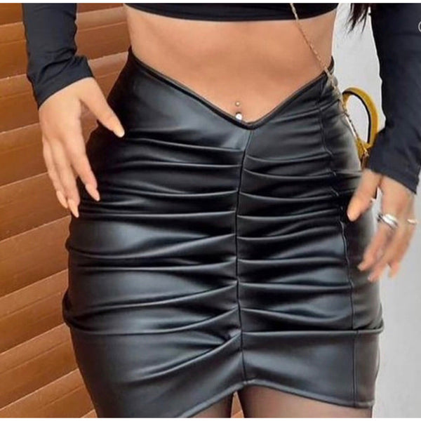 Ruched Leatherette Skirt